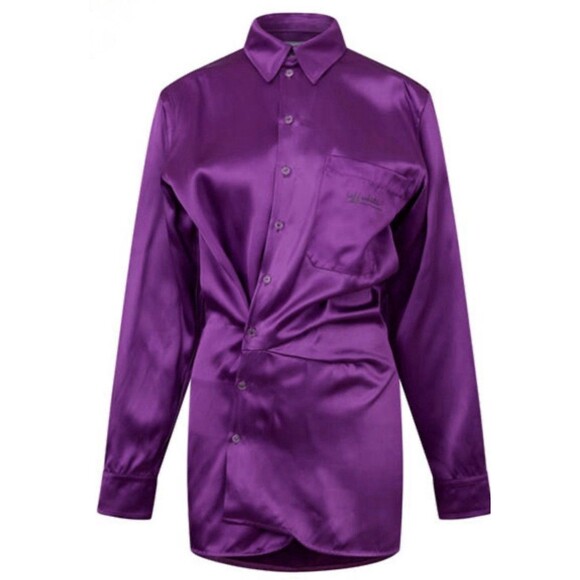 Women's Off White Duchesse Twist Shirt Dress in Fuchsia 42 Retail: $900 NWT - Picture 3 of 6